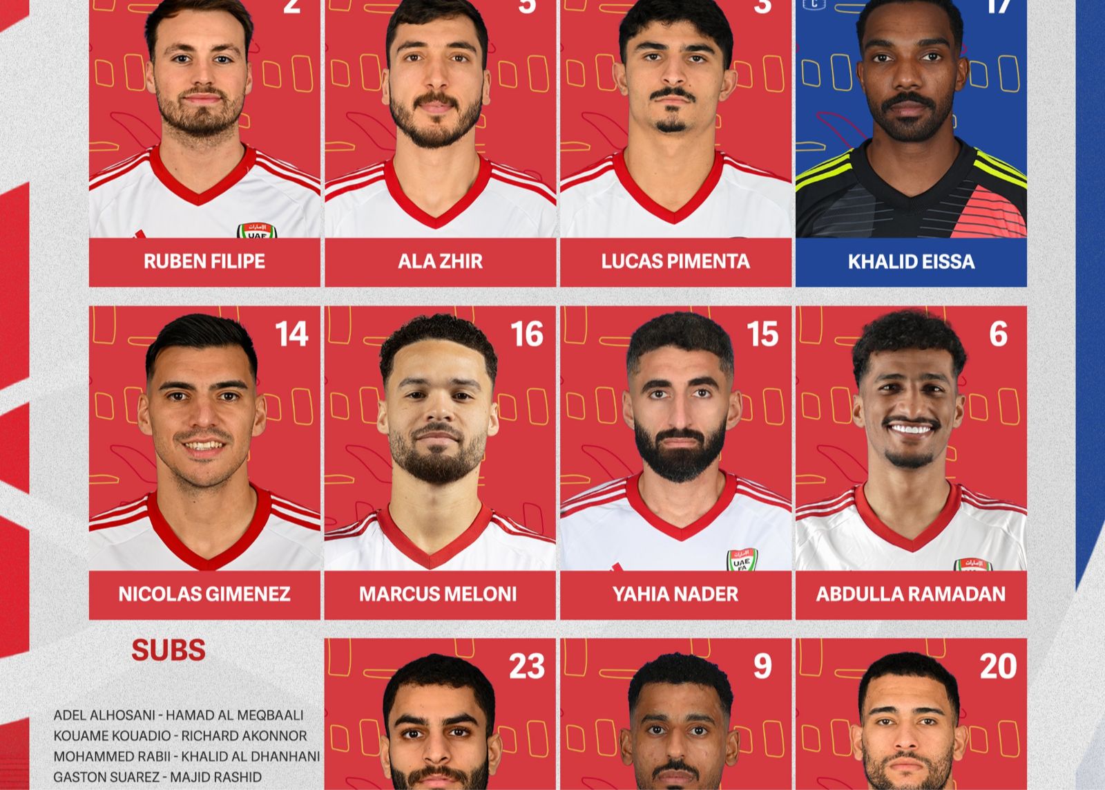 UAE vs อิรัก: Adil และ Suhail ออกสตาร์ต, El Hamadi เล่น